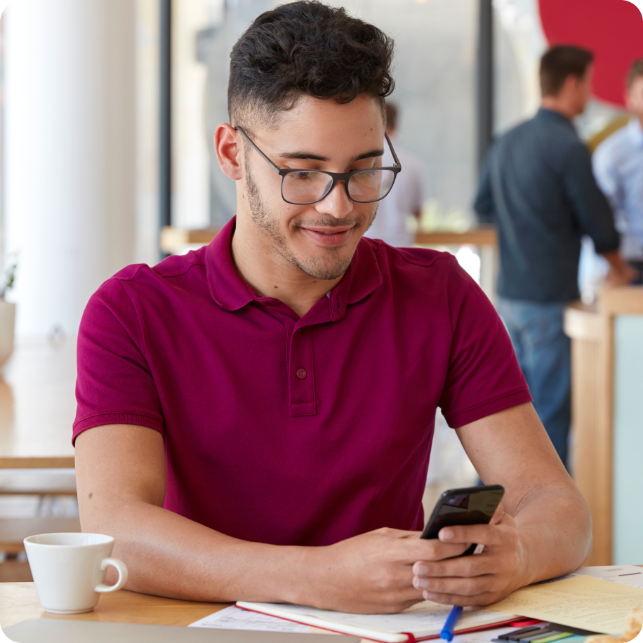 Student using phone
